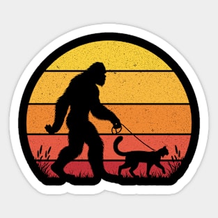 Bigfoot Sasquatch Walking Bobcat Vintage Wild Cat Sticker